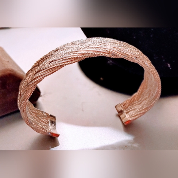Vintage Estate Native Twine Braided Sterling Silver Cuff 7- 7.5 inch  Bracelet . - Picture 4 of 12